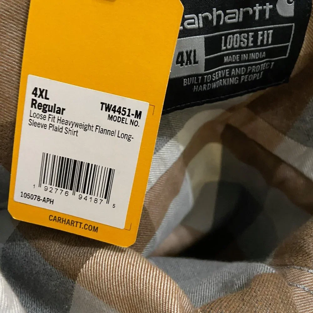 Carhartt Loose Fit Heavyweight Flannel Long Sleeve Plaid Shirt TW4451 Mens 4XL_8